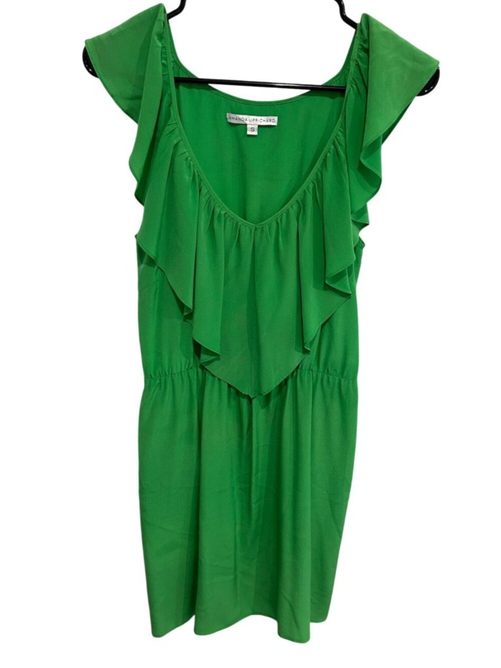 Amanda Uprichard Small Green Ruffle Silk Mini Dress Romanticcore Ethereal